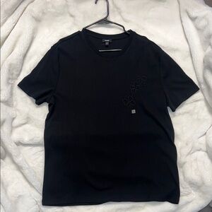 Men's Black T-Shirt with Floral Detail